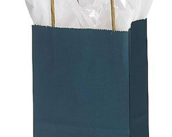 Small Navy Blue Paper Shopping Bags-Case of 100