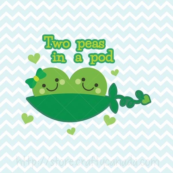 Two Peas In A Pod SVG and PNG, SVG Files, Cricut svg, Silhouette svg, Printable Art, Printables, htv Designs, Commercial Use Clipart