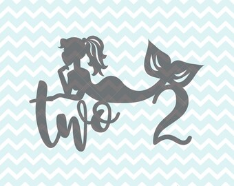 Mermaid Cake Topper SVG and PNG, Mermaid SVG, Mermaid Birthday, 2nd Birthday, Mermaid Theme, Cricut svg, Silhouette svg, Beach Theme