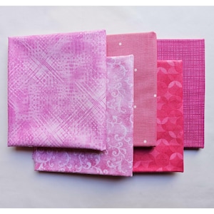 Half Yard Fabric Bundle. Set of Five Pink Fabrics, one half yard each, High Quality Cotton Quilt Fabric, Fabric Bundle, Quilt Material