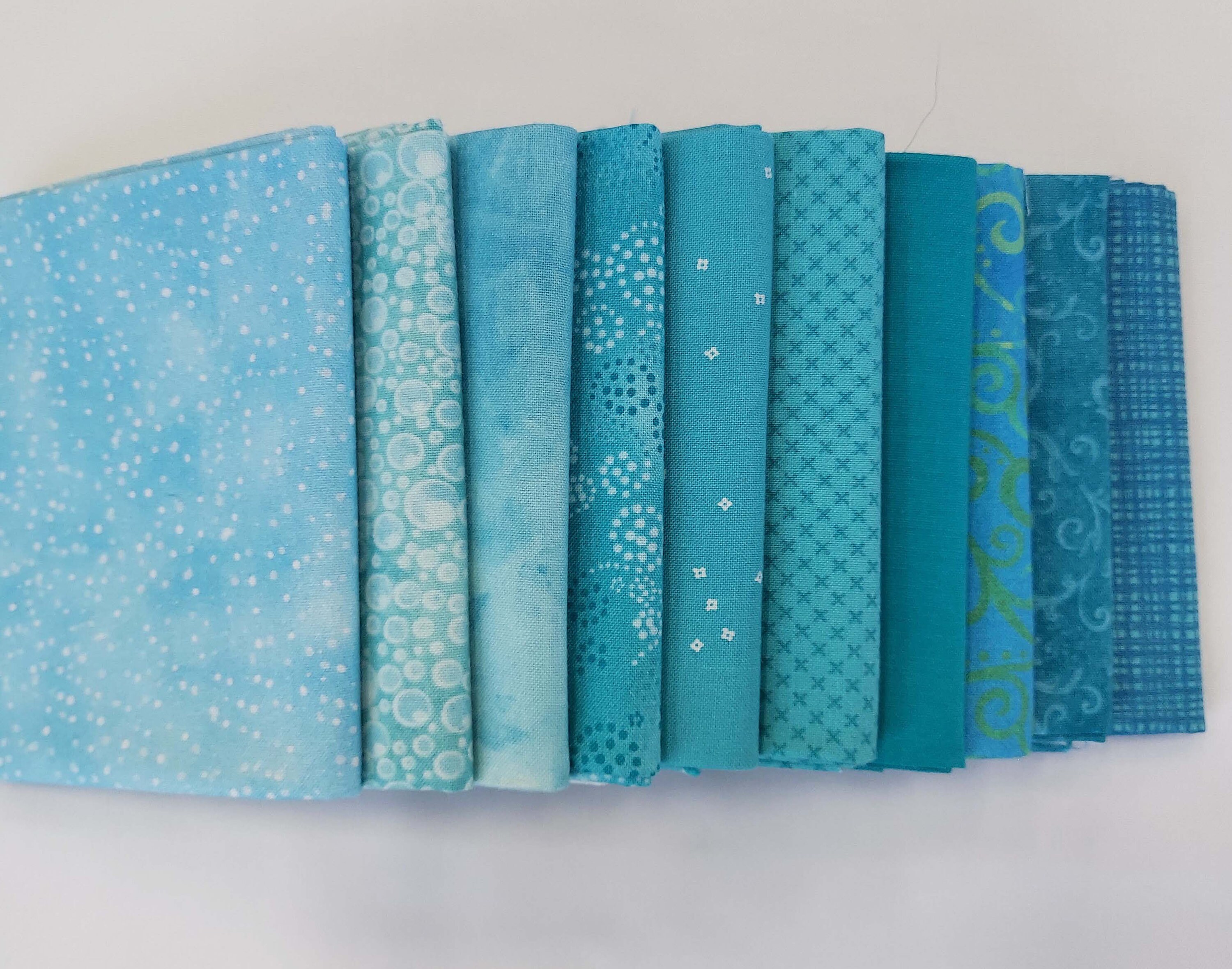 Fat Quarter Fabric. Set of Ten Teal Fat Quarters 100% Cotton | Etsy