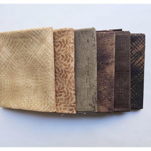 Fat Quarters. Set of Six Brown, 100% Cotton Quilting Fabric. Fat Quarter Bundle, High Quality Fabric, Blender Fabric.