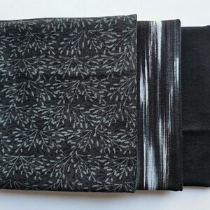 Half Yard Fabric Bundle. Three Black Fabrics, one half yard each. High Quality Cotton Quilt Fabric, Coral Fabric Bundle, Quilting Material