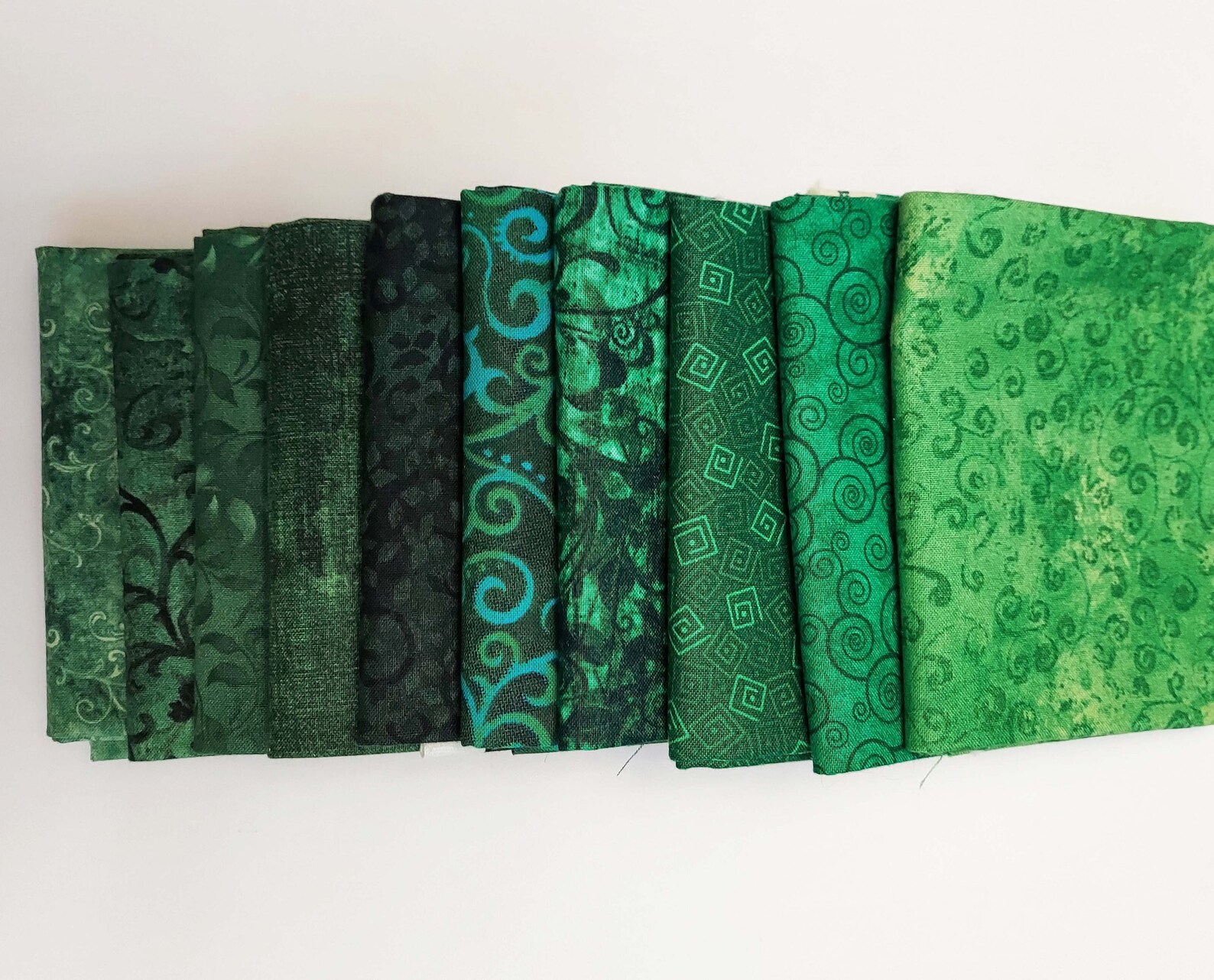 Fat Quarter Fabric. Set of Ten Green Fat Quarters 100 Cotton Etsy