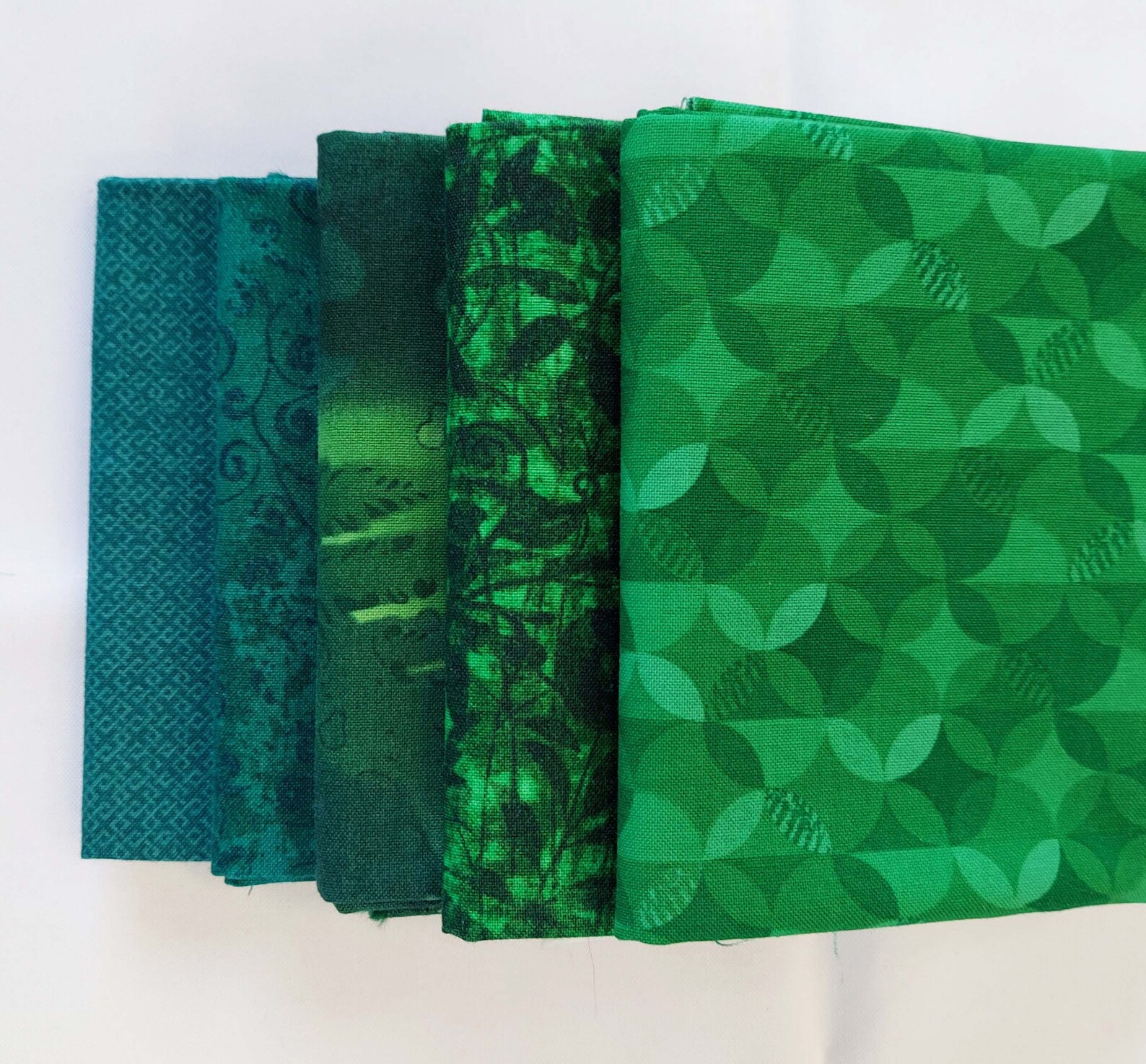 Fat Quarters Set of five Green Quilting Fabrics 100 Cotton Etsy