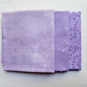 Half Yard Fabric Bundle. Set of three Purple Fabrics, one half yard each. High Quality Cotton Quilt Fabric, Purple Quilting Material.