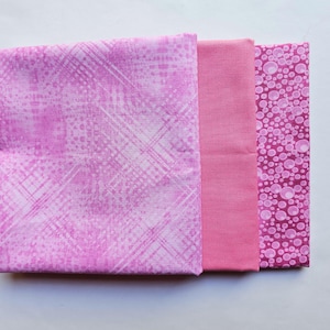 Half Yard Fabric Bundle. Set of Three Pink Fabrics, one half yard each, High Quality Cotton Quilt Fabric, Pink Fabric Bundle, Quilt Material