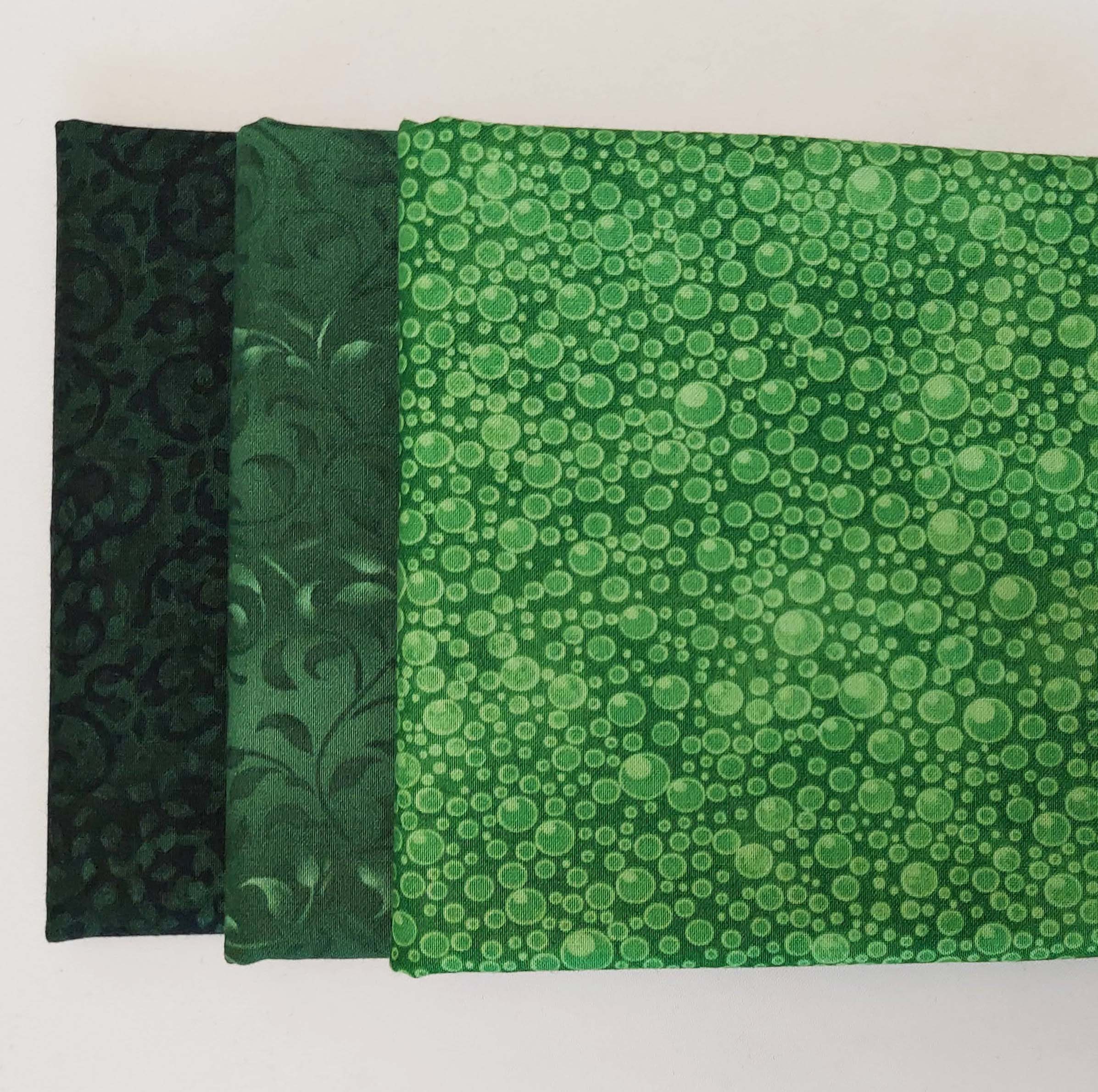 Quilting Fabric. Set of three Green Fabrics one half yard Etsy
