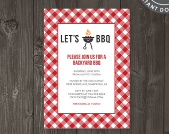 backyard barbecue invitation printable bbq invite backyard etsy