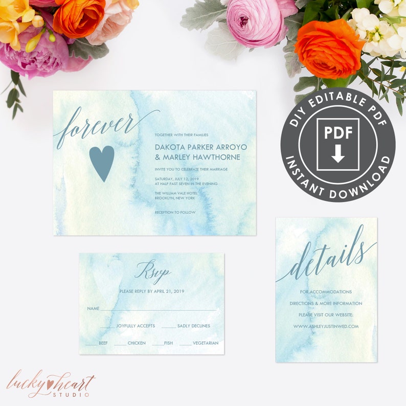 014 Instant Download Wedding Invitation Digital Wedding Set Editable Wedding Template Printable Template Wedding Invitation