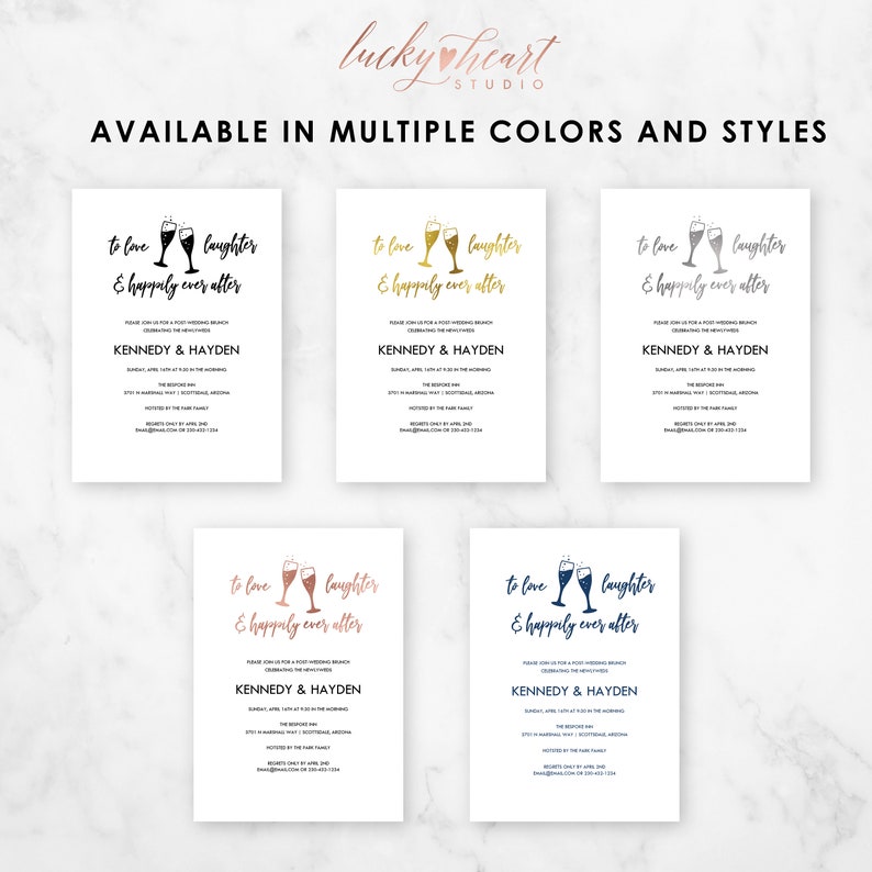 Wedding Brunch Invitation Printable SILVER Post-Wedding Brunch Invitation Champagne Brunch Invite PDF Download BR03 Brunch Invitation