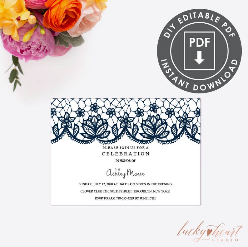 Printable Template Invitation EDITABLE Communion INVITATION Rustic Lace Invite Editable 006N Instant Download Communion Party Invitation