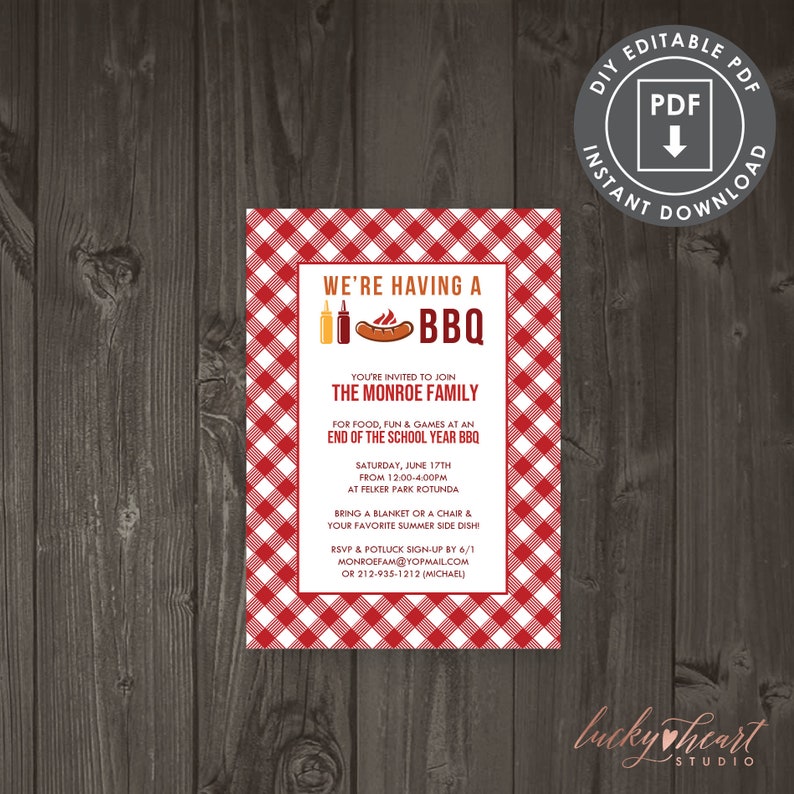 Printable Summer Bbq Invitation Backyard Bbq Invitation Etsy
