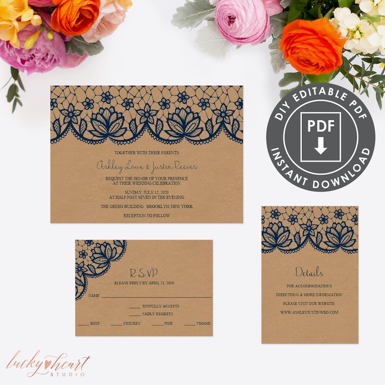 Printable Template Invitation EDITABLE Communion INVITATION Rustic Lace Invite Editable 006N Instant Download Communion Party Invitation