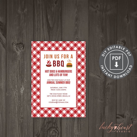 Printable Summer Bbq Invitation Backyard Bbq Invitation Etsy