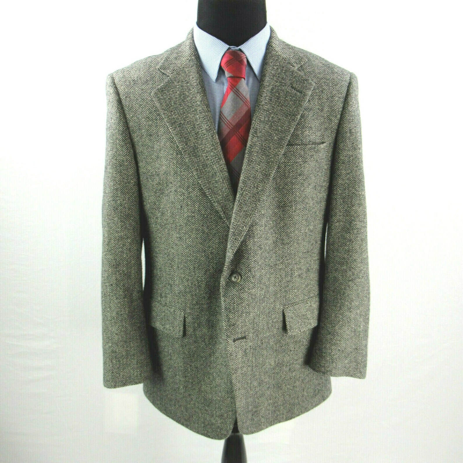 JoS A Bank Tweed Herringbone Sport Coat Mens 42 Large Blazer Etsy