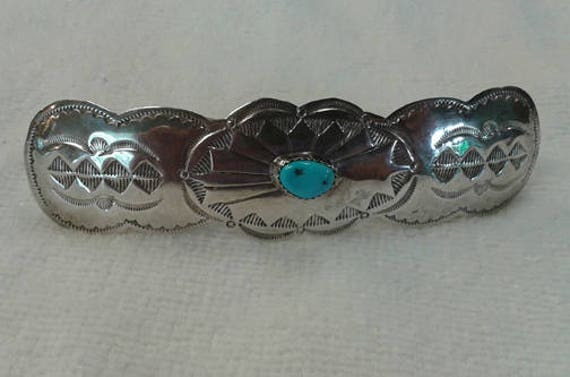 Vintage Turquoise & Silver Barrette