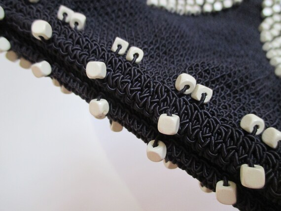 Beaded Purse ~ Corde Crochet Handbag with Plastic… - image 6