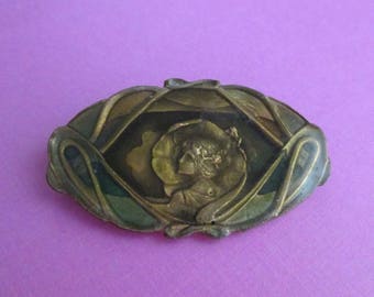 Art Nouveau Revival Pin - Figural Woman - Designer Signed