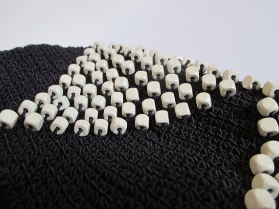Beaded Purse ~ Corde Crochet Handbag with Plastic… - image 4