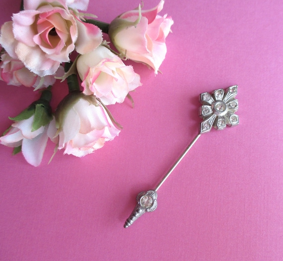 Art Deco Rhinestone Pin ~ Deco Stick Pin - image 1