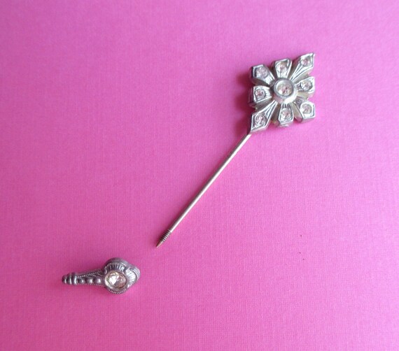 Art Deco Rhinestone Pin ~ Deco Stick Pin - image 3