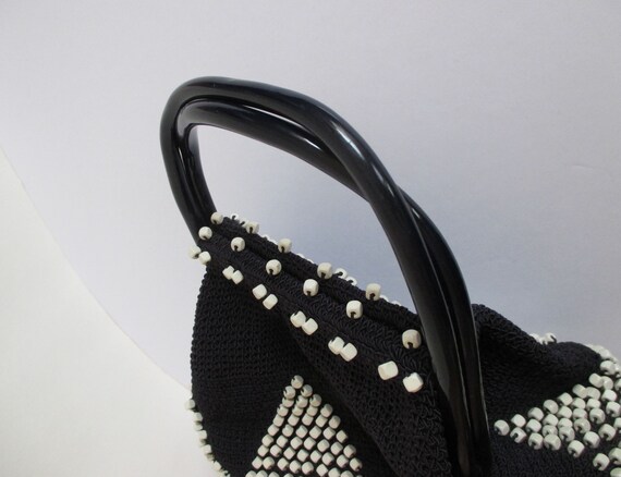 Beaded Purse ~ Corde Crochet Handbag with Plastic… - image 3