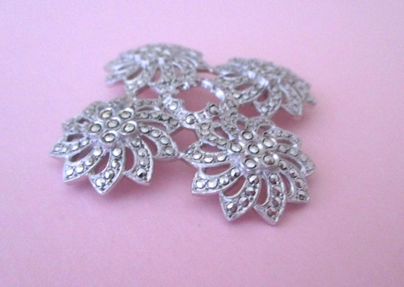 Vintage Sterling Silver and Marcasite Pin - Vinta… - image 2