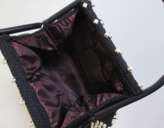 Beaded Purse ~ Corde Crochet Handbag with Plastic… - image 5