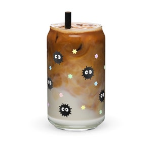 Soot Sprite Beer Can Coffee Glass Cup Anime Iced Coffee Gift Spirited Away Inspired 16 oz Soda Can