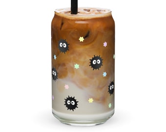 Soot Sprite Beer Can Coffee Glass Cup Anime Iced Coffee Gift Spirited Away Inspired 16 oz Soda Can