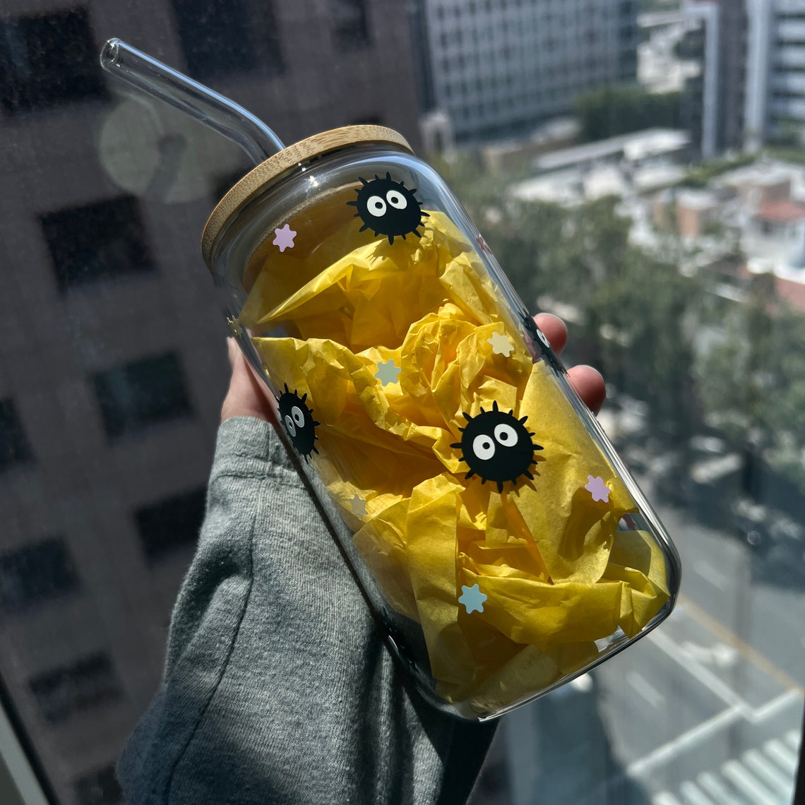 Soot Sprite Beer Can Coffee Glass Cup Anime Iced Coffee Gift - Etsy