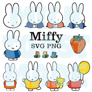 Nijntje SVG PNG voor Cricut Cameo silhouet vinyl stickers stickers Instant Download nijntje en vrienden sublimatie kopje kawaii konijntje svg