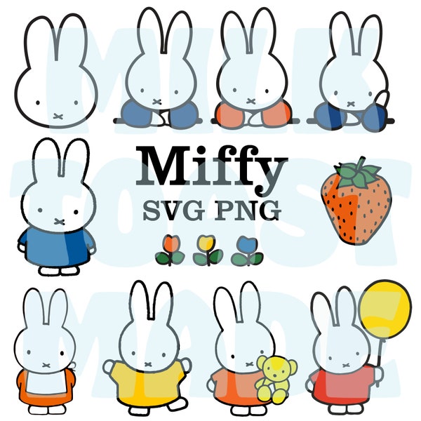 Nijntje SVG PNG voor Cricut Cameo silhouet vinyl stickers stickers Instant Download Nijntje en vrienden sublimatie Cup Kawaii Bunny SVG