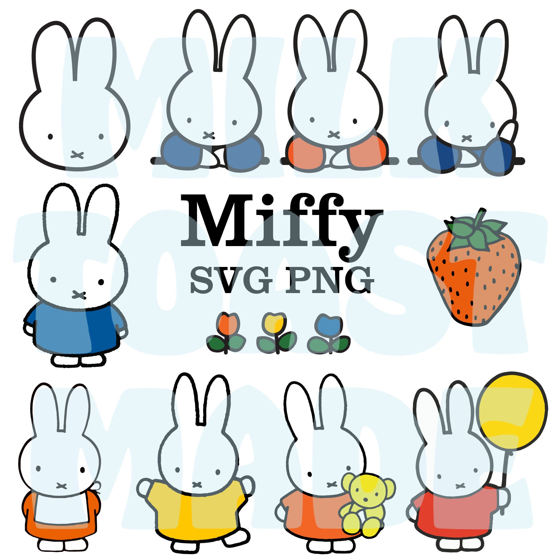 Miffy SVG PNG for Cricut Cameo Silhouette vinyl Stickers Decals Instant Download Miffy and Friends Sublimation Cup Kawaii Bunny svg