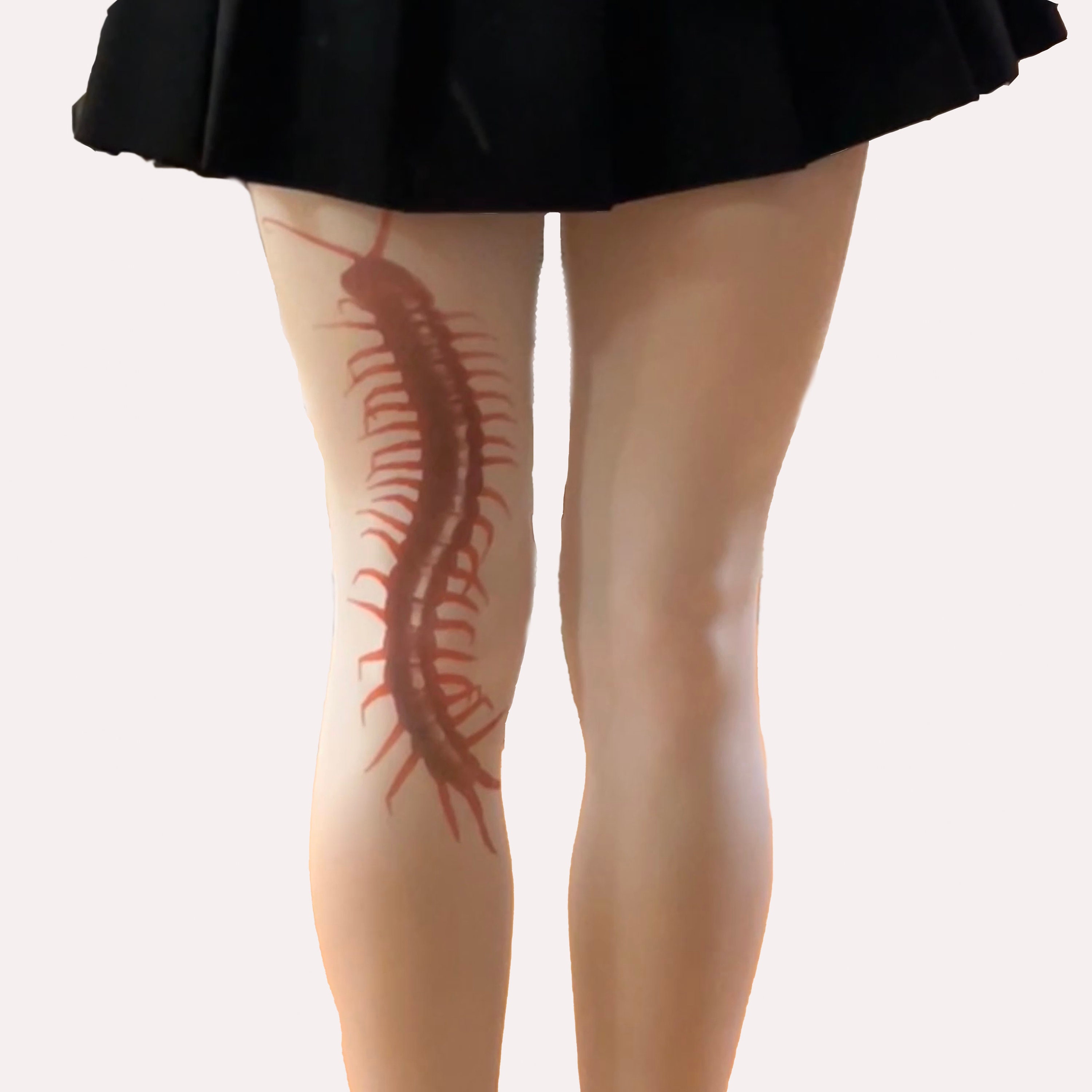 Bug Opaque Tights, Centipede Printed Tights, Semi Opaque, Centipede Tights,  Bug Print, White Printed Y2k Grunge Tights