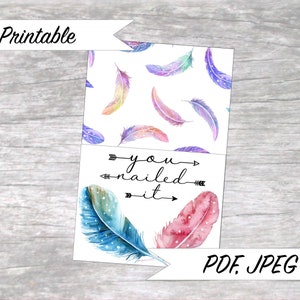 You Nailed It Feather Polish Strip Gift Envelope Printable PDF, JPEG
