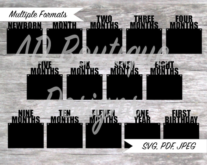 Download 12 Months First Birthday Banner Block Horizontal SVG ...