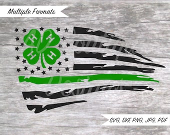 4-H Clover Distressed Flag SVG Design