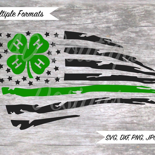 4-H Clover Distressed Flag SVG Design