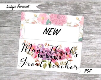 NEW Large Mani Thanks Teacher Appreciation Polish Strip Gift Envelope Printable PDF