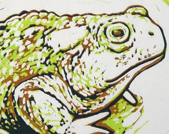 Toad, original linocut print, signed limited edition 30