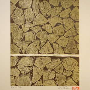Cut Wood (variant 2) - original woodcut print