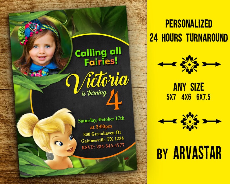 tinkerbell invitation tinkerbell birthday party tinkerbell birthday invitation disney invitation fairy birthday invitation chalkboard custom tinkerbell invitations