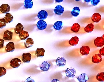 120 pcs. Swarovski 4 mm Bicone Crystals in 4 Colors