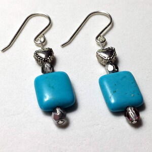 Turquoise Gemstone & Sterling Silver Drop Earrings