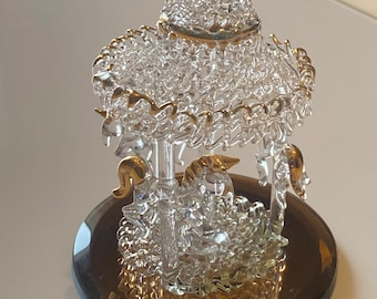 Rare Vintage Glass Horse Carousel With 24k Gold Accents!