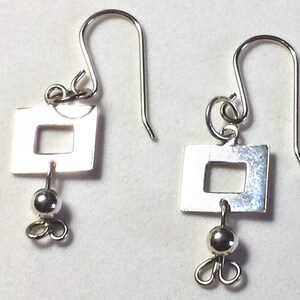 Sterling Silver Open Rectangle Drop Earrings #1