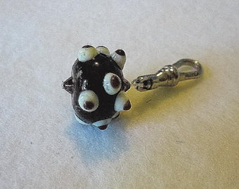 Genuine Dark Brown Lampwork Zipper Pull NEW!