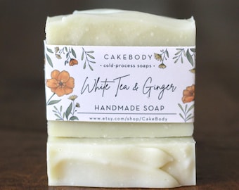 Jabón de té blanco y jengibre - Aroma limpio - Jabón de leche de coco - Jabón de regalo - Jabón de arcilla verde - Limpio y fresco - Aroma de hotel